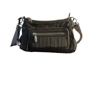 Brighton vintage green shoulder / crossbody bag with lots of pockets